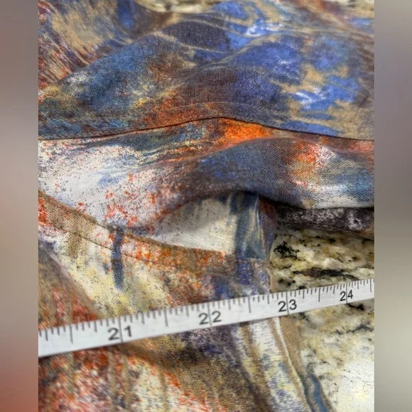 Multiples linen button up jacket abstract multicolored Plus Size 0X - Picture 8 of 11